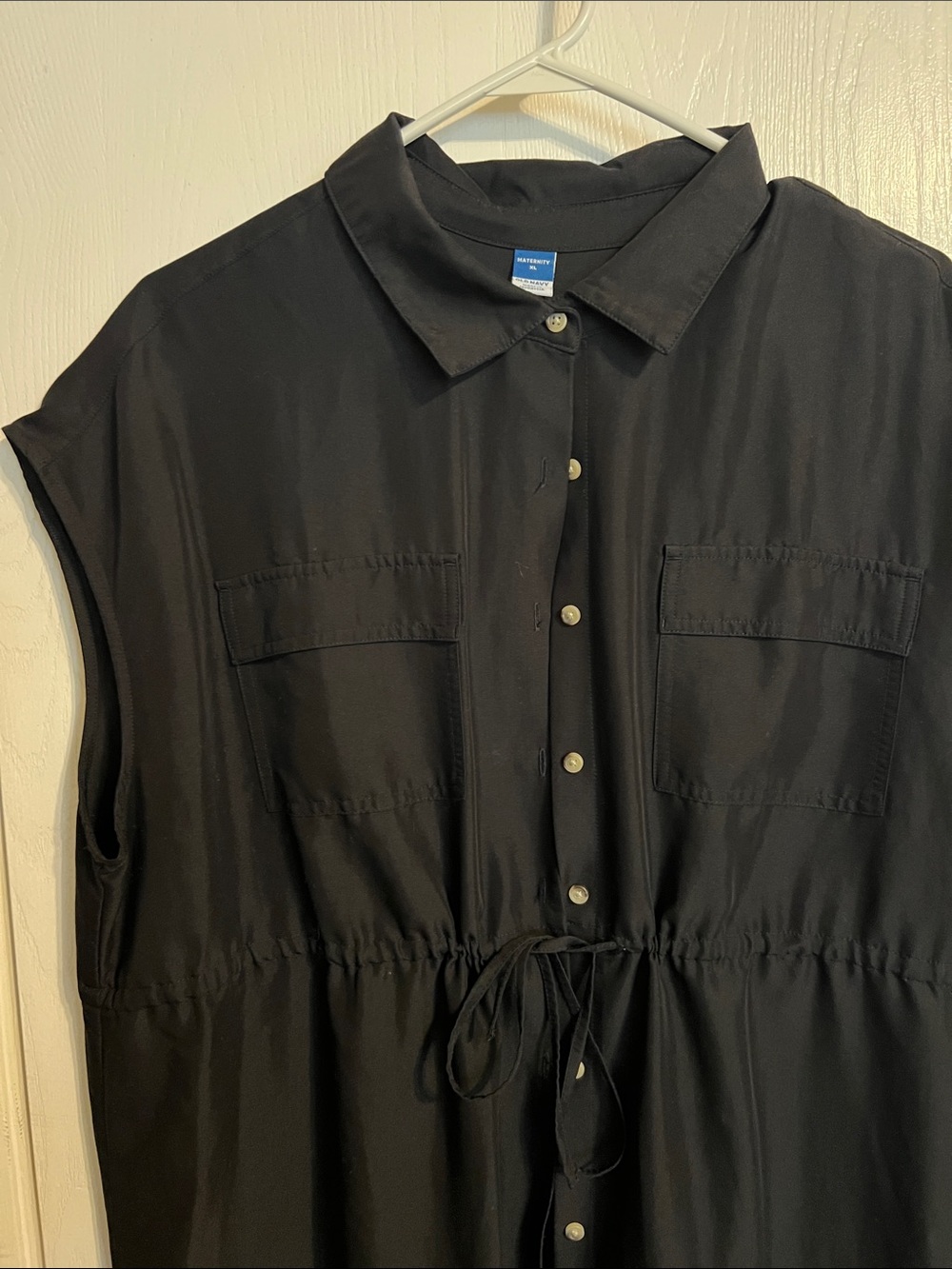 Old Navy Black Maternity Midi Shirt Dress
